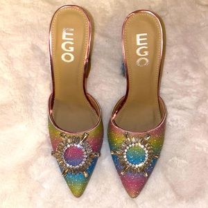 A sparkly colorful Cinderella shoe. Size 7 never worn